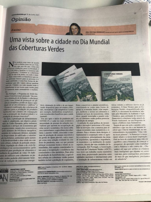 "A VIEW OF THE CITIES ON WORLD GREEN COVERS DAY" - CORREIO DO MINHO
